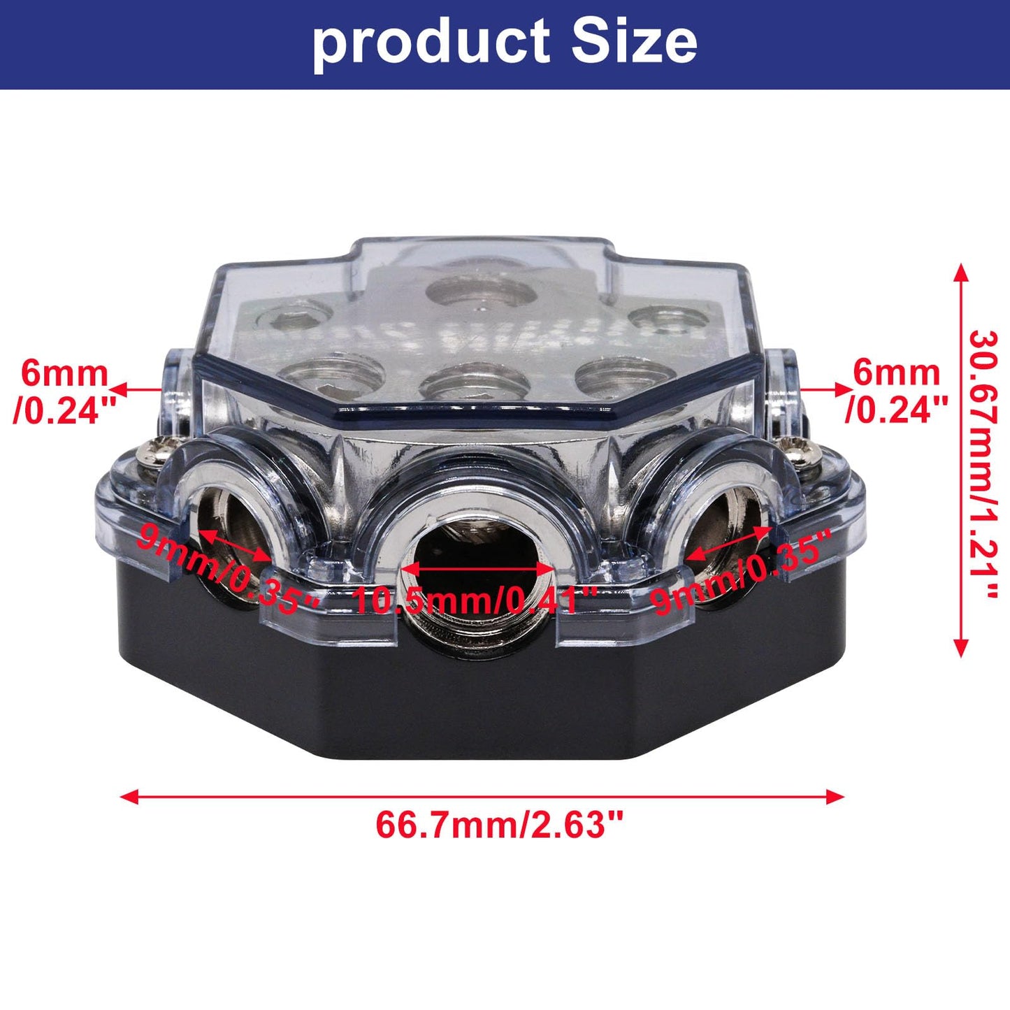 S SYDIEN 2pc Power Distribution Block Car Audio 1 in 5 Ways Out Car Audio Distributions Block 0 Gauge Input 2/4/8 Gauge Out Ground Cable Splitter Distribution Blocks for Automotive