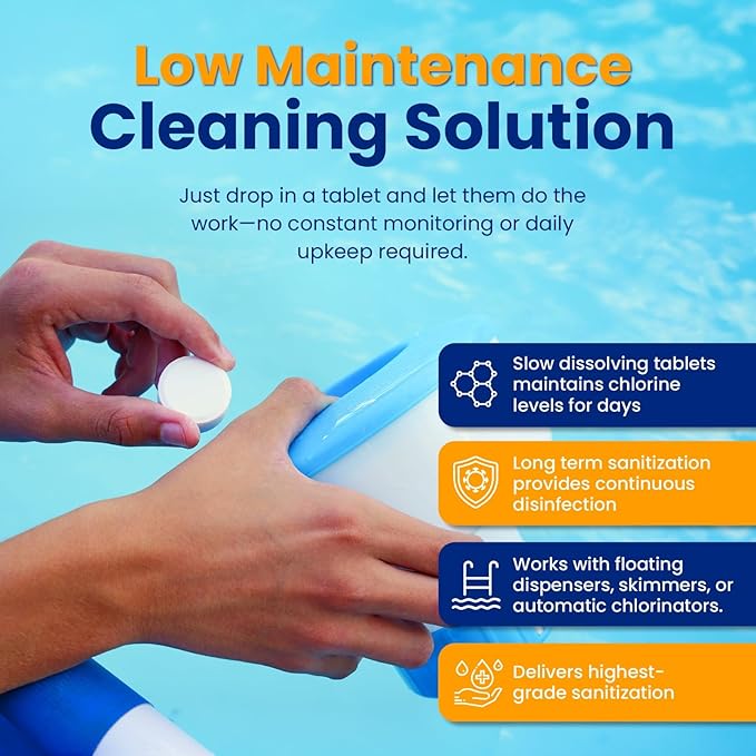 Pool Shark Swimming Pool Chlorine Tablets 2 x 40 lb as 80 lb 3-Inch Chlorine Tablets Slow-Dissolving 90% Active Chlorine Tabs Pool Chemicals for Inground Pools Above Ground Pools Saltwater Spa Hot Tub