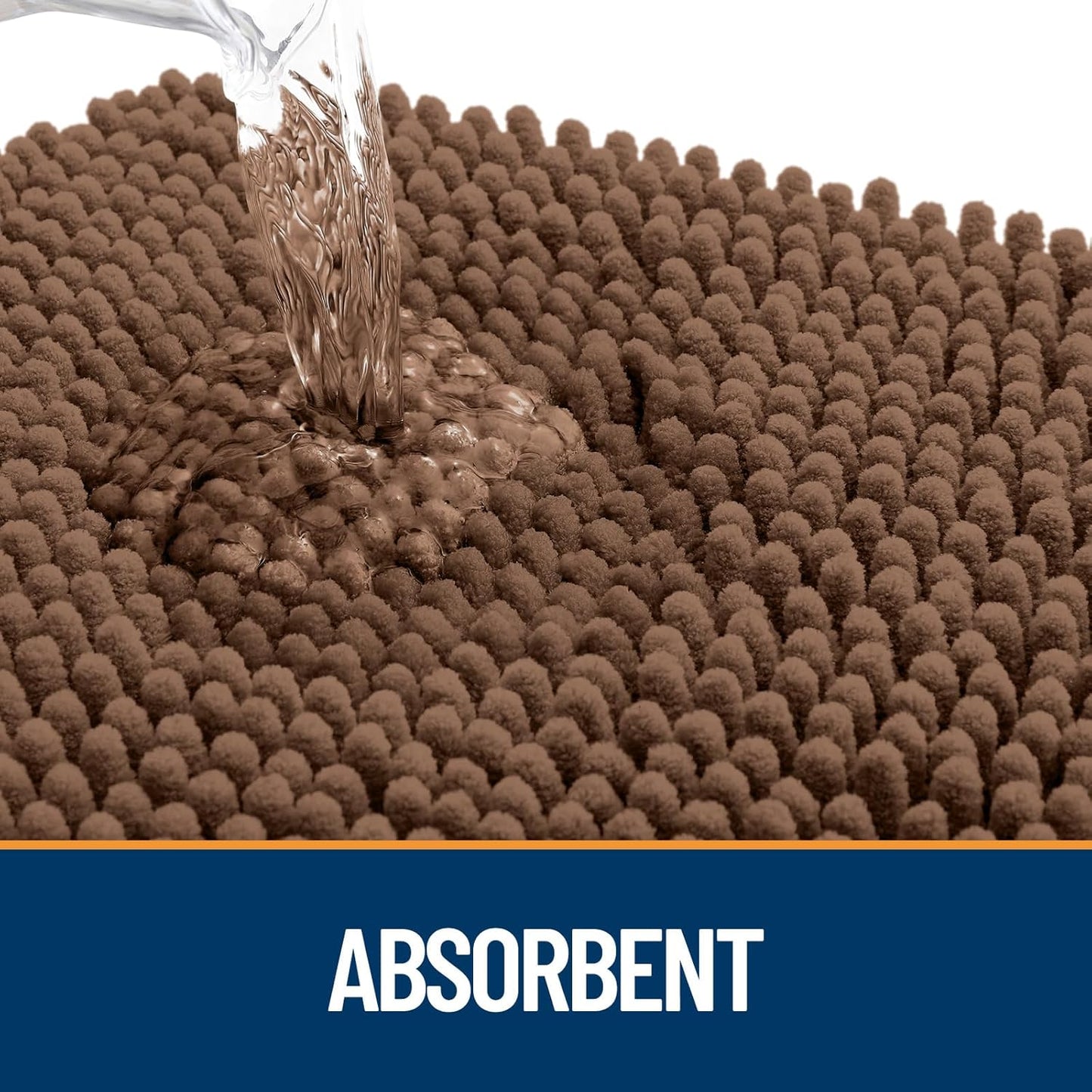 OLANLY Dog Door Mat - Absorbent Non-Slip Chenille Mat for Muddy Paws | 54x32 Mocha Indoor Carpet