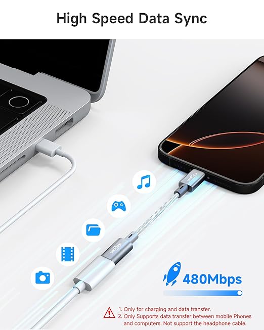 MFi Certified USB C to Lightning Adapter 2 Pack,27W PD Fast Charging & Data Sync Cable Adapter,Type C Female to Lightning Male Charger Converter for iPhone 14/13/12/11,iPad,AirPods - Not for Audio/OTG