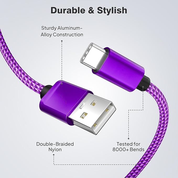 Elebase Charger Cord for AirPods Pro 3, USB A to USB C Cable 3Pack (1.5/3.3/6.6FT), Multi Length Type C Charging Cord for AirPods 4/Pro 2, iPhone 17/16/15, Samsung S26/S25