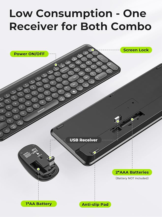 seenda Bluetooth Keyboard and Mouse for iPad, CTU-301 Wireless Multi-Device Connection Bluetooth+2.4G Keyboard Mouse Combo with Tablet Holder for iPad/MacBook/Windows, iOS/Android/Phone, Black