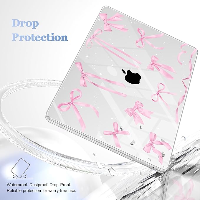 Lepeoac Case for MacBook Pro 13 inch Case M2 2022-2016 A2338 M1 A2251 A2289 A2159 A1989 A1708 A1706, Plastic Hard Shell + Keyboard Cover + Dust Plug, Bowknot