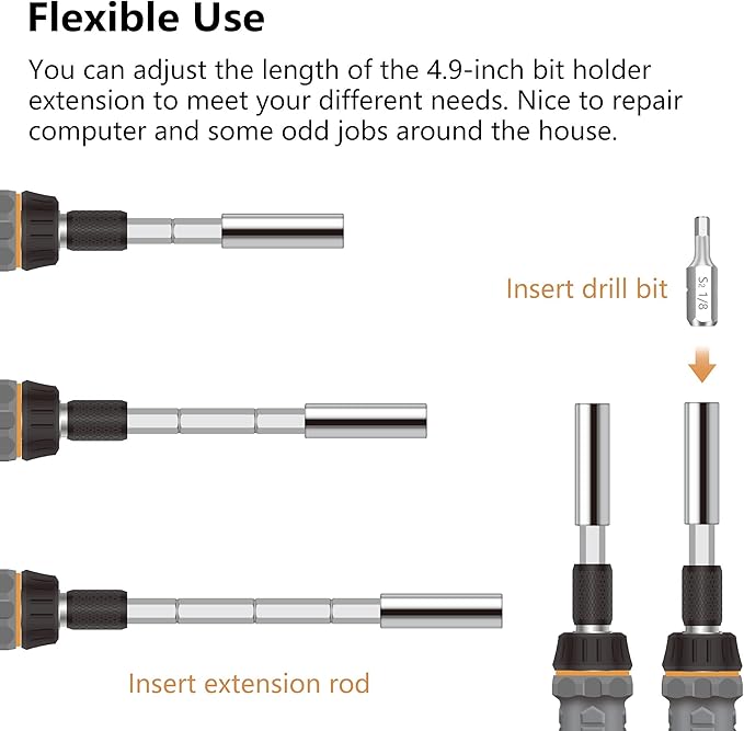 MULWARK Screwdriver Bit Set & Socket Kit, 63-Pieces Ratcheting Screwdriver Set with Case, 63 in 1 Multi Bit Screw Driver for Home DIY, Electronics, Car Emergency and Garage