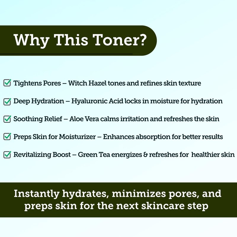 Andre Seals Face Toner for Men | Organic Witch Hazel, Hyaluronic Acid & Green Tea | Pore Minimizer, Hydration, Astringent, Face Tightener, Hydrating Toner, Oil Control, | Facial Toner & Men Skin Care