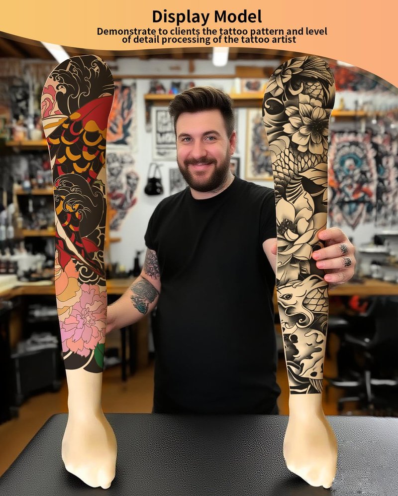 Tattoo Practice Skin - 3D Tattoo Silicone Arm Model for Practice and Displaying, High Simulation Arm Skin, Easy to Color, Yellow