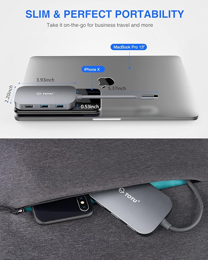 USB C Hub, Docking Station, 9-in-1 Type C Hub with Ethernet Port, 4K USB C to HDMI, 2 USB 3.0 Ports,1 USB 2.0 Port, SD/TF Card Reader, USB-C Power Delivery, Portable for Mac Pro and Other Type