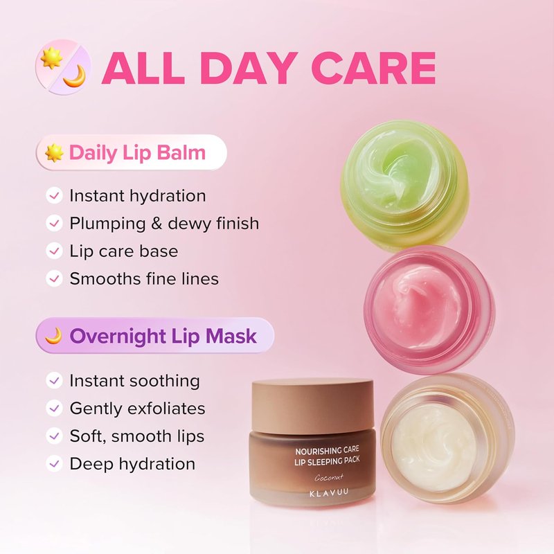 Klavuu Lip Mask – Overnight Hydrating Korean Lip Balm for Dry, Chapped Lips | Berry Exfoliating Treatment (0.7oz)