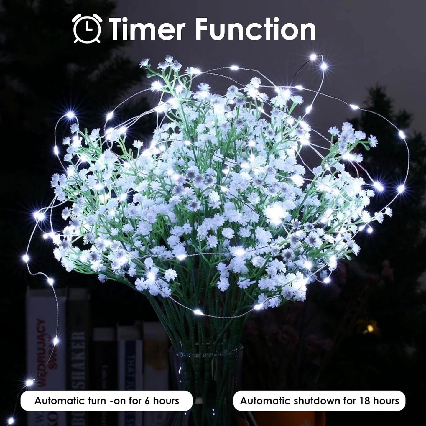 Skiennix 66FT Battery Operated Fairy Lights - 200 LED Waterproof String Lights with Remote & Timer for Indoor/Outdoor Decor