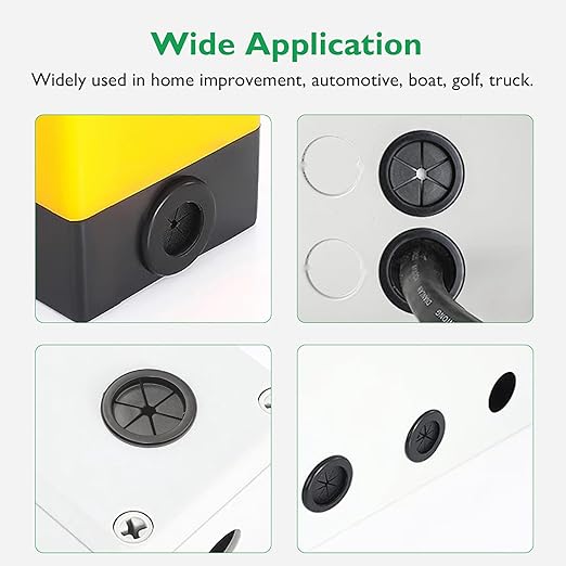 EASYEAH Rubber Grommets for Wiring, 2-3/8 Inch Drill Hole, 2-1/16 Inch ID, Firewall Grommets Automotive Cable Cords Hoses Protection, Double-Sided Rubber Plugs for Round Holes, 4 Pcs, 52x60 mm