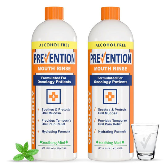 Prevention Oncology Alcohol Free Mouthwash, Soothing, Gentle, & Moisturizing, Mouthsore and Dry Mouth Mouthwash Specially Formulated for Patients Undergoing Oncology Treatment - 2-Pack