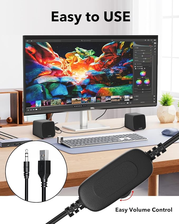 Uakinat Computer Speakers for Desktop PC,USB Powered 3.5mm Aux Speaker for PC (E-1088)