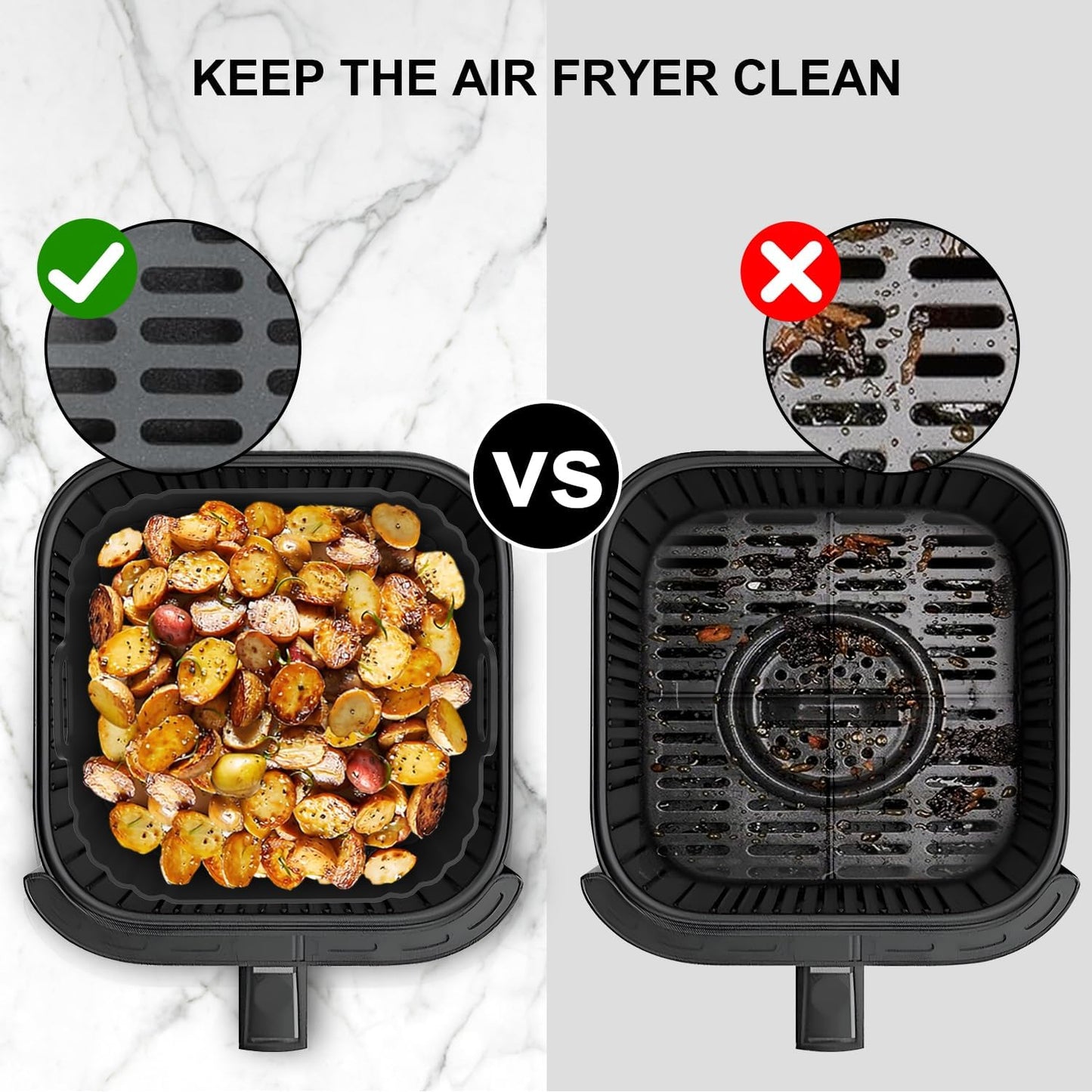 Square Silicone Air Fryer Liners by [Brand Name] - Reusable 8.5 Inch Accessories for Ninja AF141 & COSORI 5-6.5 QT