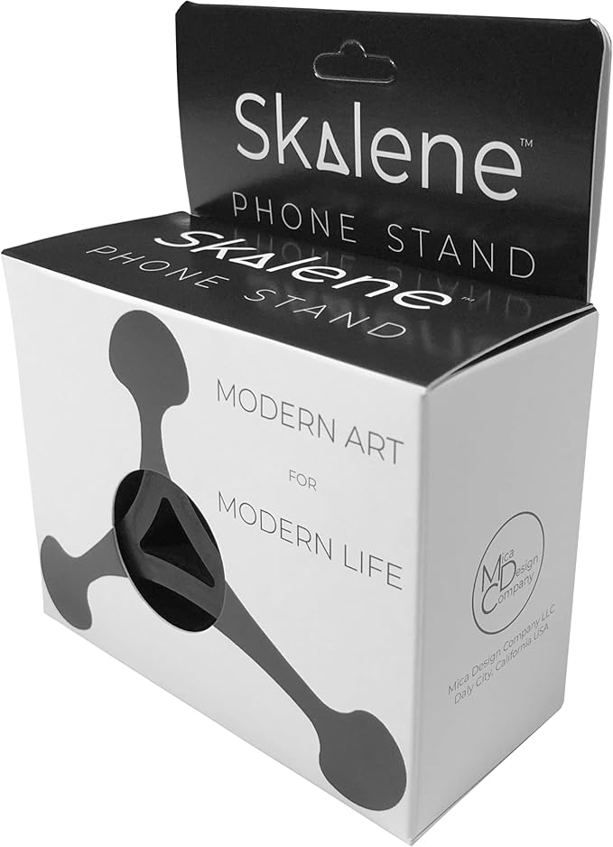 Mica Design Company Skalene Phone Stand - 100% Silicone Rubber, Adjustable Phone Holder, Prop, Rest - Desk, Office, Home, Kitchen Accessory (Stealth Black)