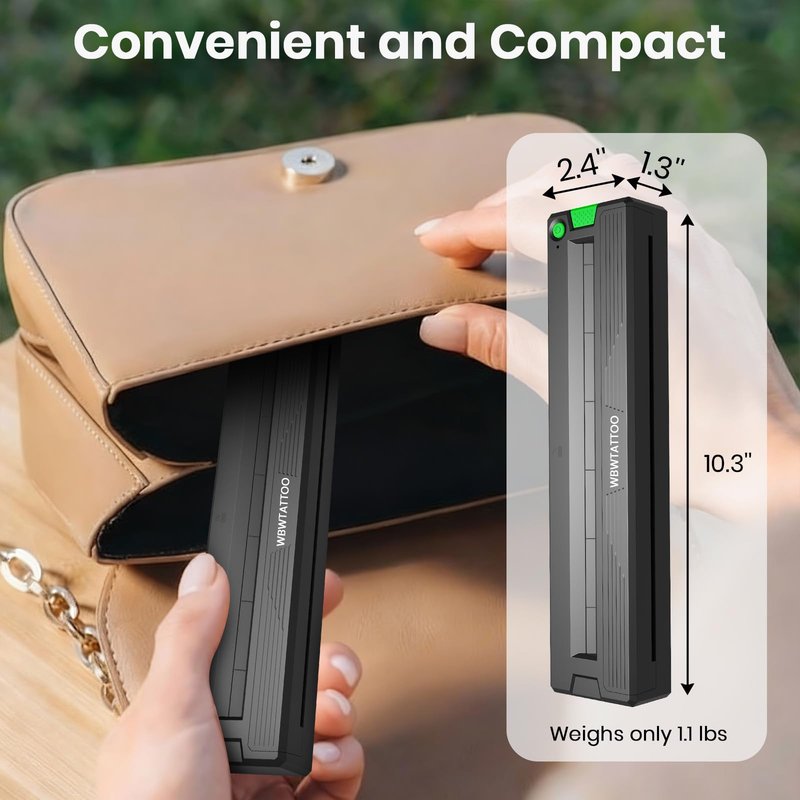 2026 New Tattoo Stencil Printer Machine,Thermal Portable Wireless Bluetooth Printer,for Tattoo Artists&Beginners,with Transfer Paper and Thermal Paper,Compatible with Phone&PC (Black)