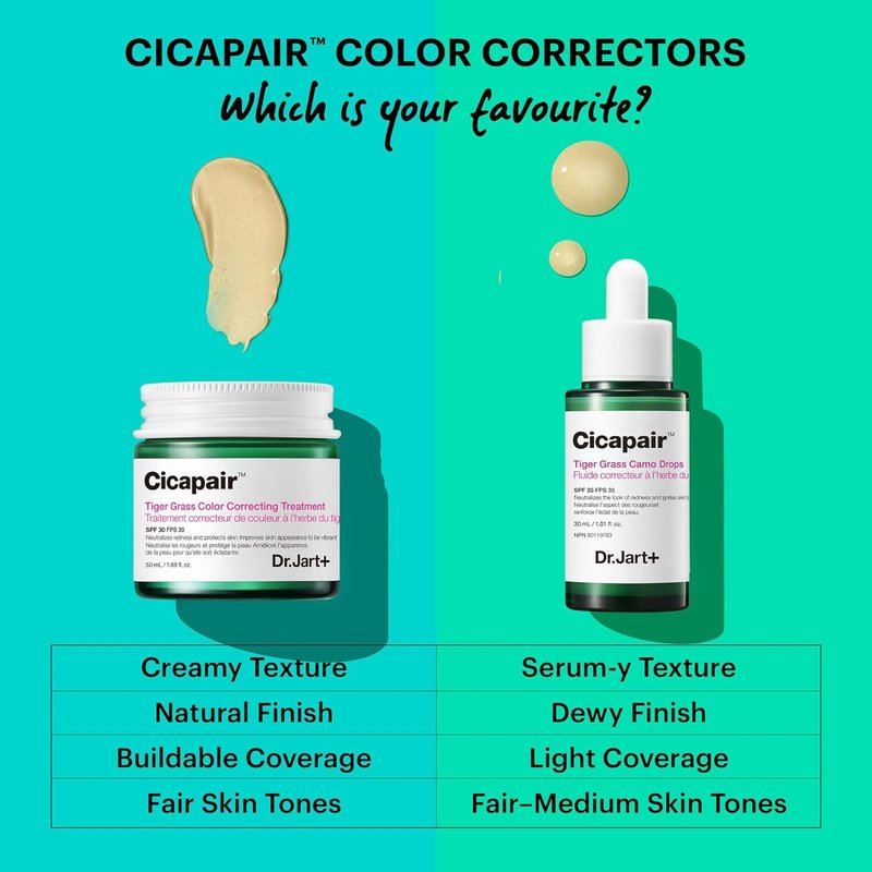 Dr.Jart+ Cicapair Tiger Grass Camo Drops - Tinted Serum SPF 35 with Centella Asiatica | Korean Skin Care Makeup Hybrid, 1.01 Fl Oz