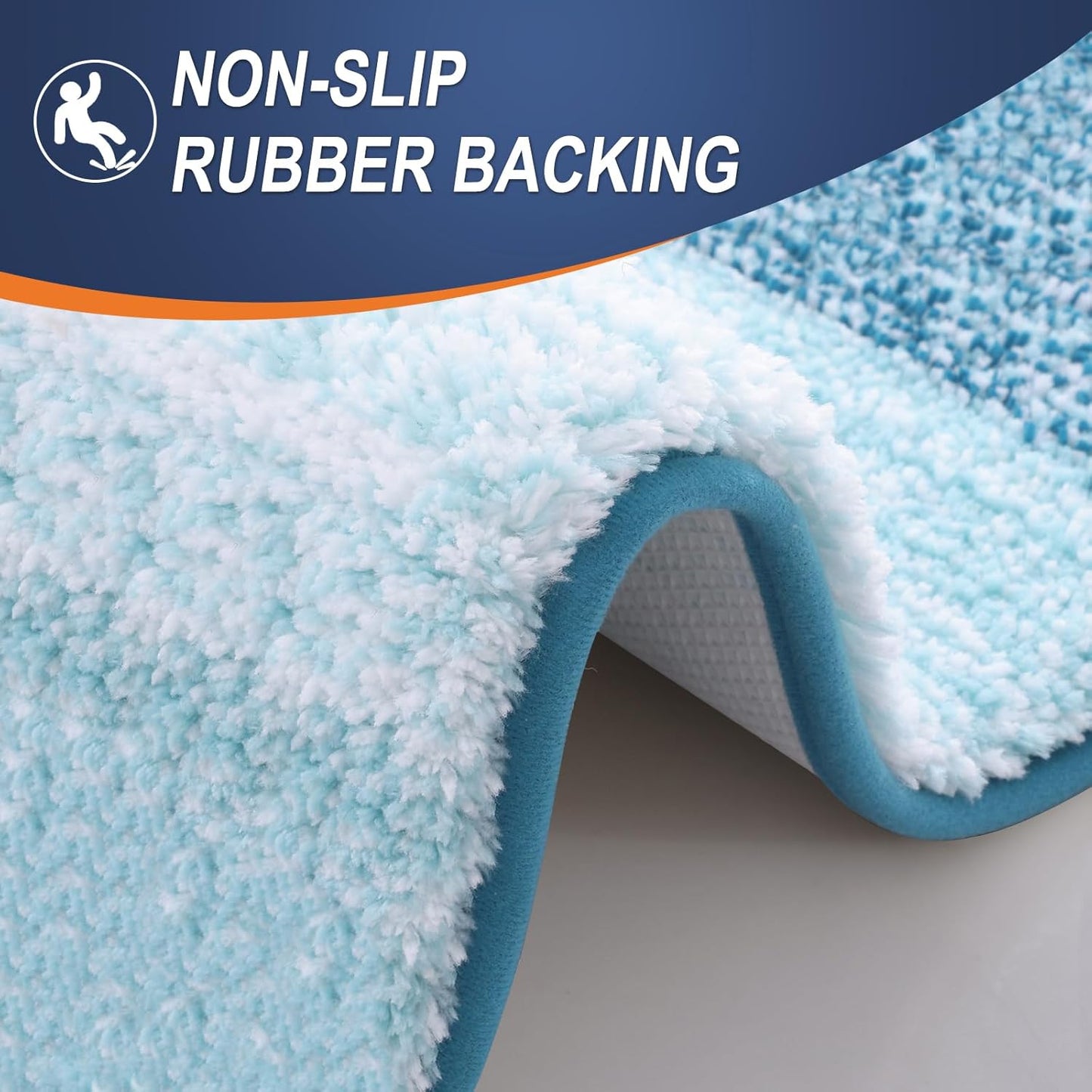 OLANLY Bathroom Runner Rug - Extra Soft Microfiber Mat | Quick Dry & Washable, 47x20, Peacock Blue