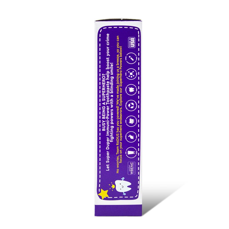 Radius Kids Super Duper Immunity Power Toothpaste 2.5 Oz - Super Duper Bubble Berry Mint - Pack of 3