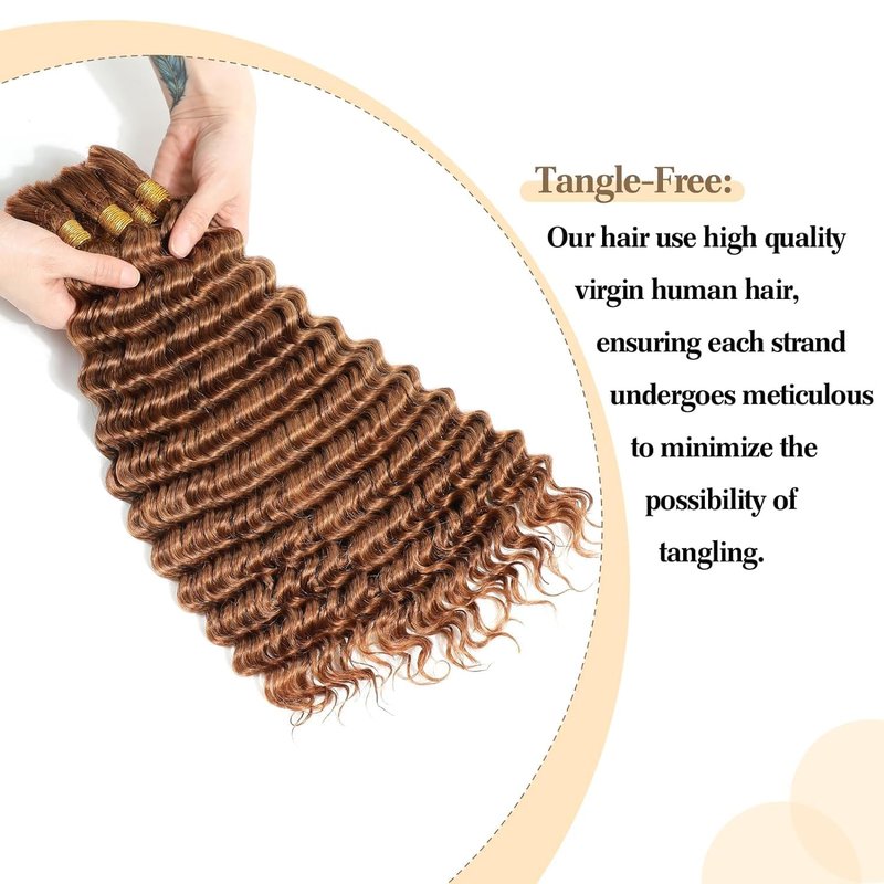 Cklikeb Braiding Human Hair 100g 24 Inch Color 30# Deep Water Wave Bulk Human Hair for Braiding No Weft Brazilian Virgin Deep Curly Human Hair Extensions for Boho Braids (Color30, 24 inch,100g)