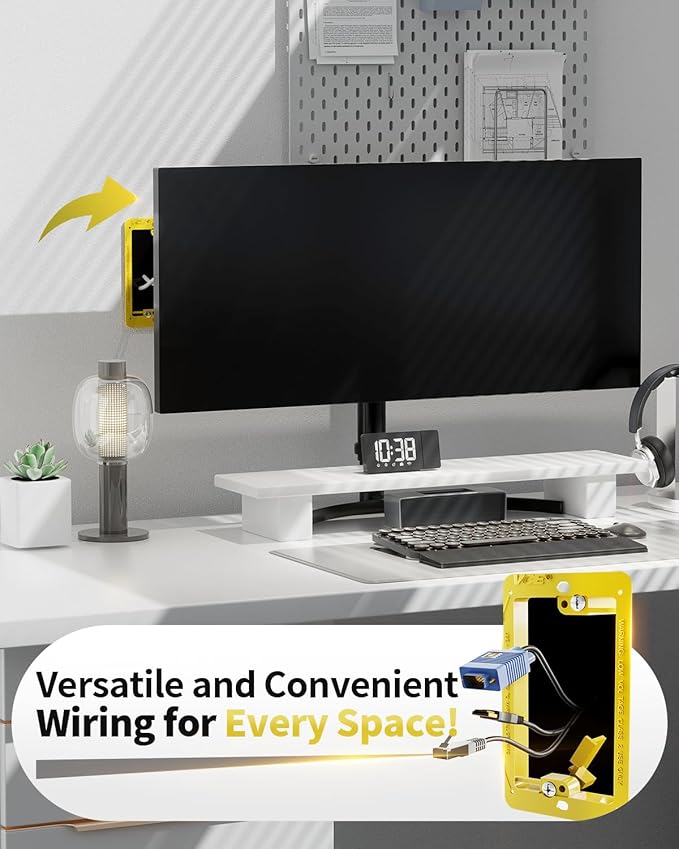 VCE Low Voltage Mounting Bracket (1 Gang, 5 Pack) for Single Gang Wall Plate, Telephone Wires, Network Cables, HDMI, Coaxial, Speaker Cables, Yellow