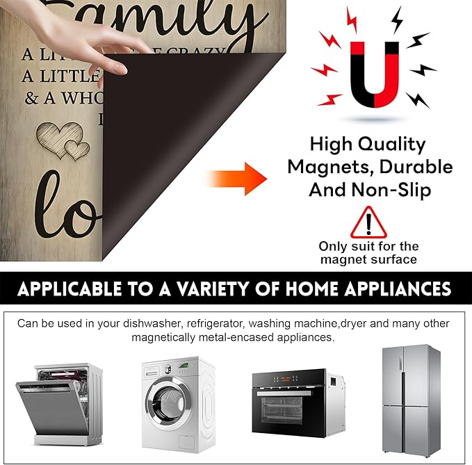 NYZE Dishwasher Magnets Cover, Dishwasher Magnetic Sticker Decorative, 23 x 26 Inch Removable Reusable Dish Washer Cover Mat for Dishwashers Kitchen Appliances(Family Love Quote)