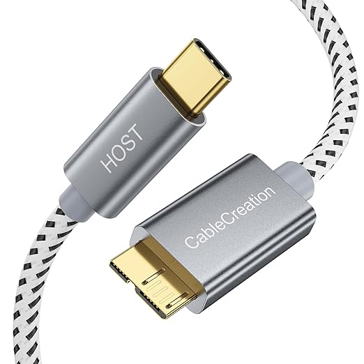 CableCreation USB C to Micro B Short Cable Braided 3.3FT,10G Micro B to USB C External Hard Drive for iPhone 15/16/17,Samsung Galaxy S24,Seagate WD Westgate My Passport,MacBook Pro/Air,iPad/Tablet