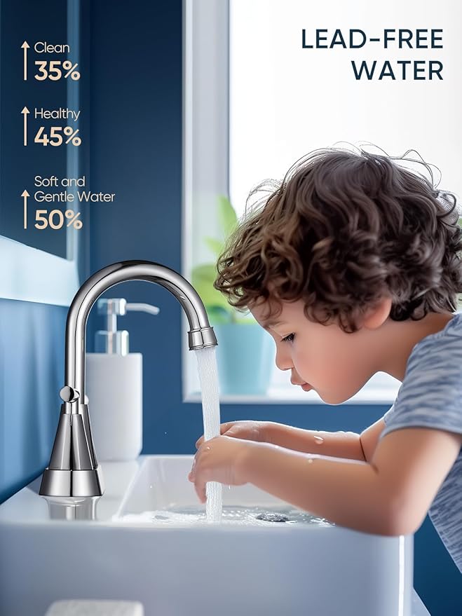 Cobbe Chrome Bathroom Faucets for Sink 3 Hole, 4 inch Chrome Bathroom Sink Faucet with Pop-up Drain and Supply Hoses, Stainless Steel Lead-Free Centerset Touch On Faucets for Bathroom Sink Vanity RV
