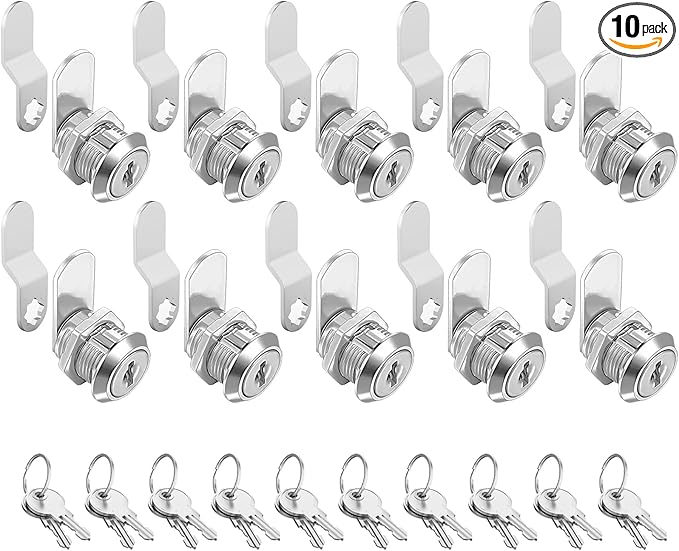 Sartatue Cabinet Cam Locks Keyed Alike, 5/8'' Fits on 3/8'' Max Door Thickness, Secure File Drawer Mailbox RV Storage Replacement Set, Zinc Alloy (5/8 Inch 10Pcs)