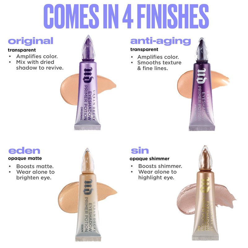 Urban Decay Anti-Aging Eyeshadow Primer Potion Travel Mini - Nude Eye Primer for Crease-Resistant & Long-Lasting Makeup, Improves Look of Fine Lines & Texture, Smooths & Preps Eyelid Base - 0.16 fl oz