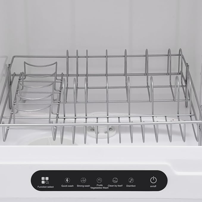 1200W Countertop Dishwasher, Portable Countertop Dishwasher with 12 Water Outlets and 360° Spraying Cleaning, Mini Dish Washer 5 Washing Programs for Apartment Kitchen RV Office