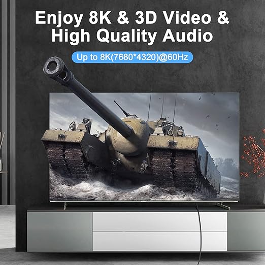 Thsucords 8K 4K HDMI Cable 15FT, High Speed Braided HDMI to HDMI 2.1 Cord Supports 8K@60Hz, 4K@120Hz 144Hz 48Gbps Compatible with Roku TV/PS5/HDTV/Blu-ray