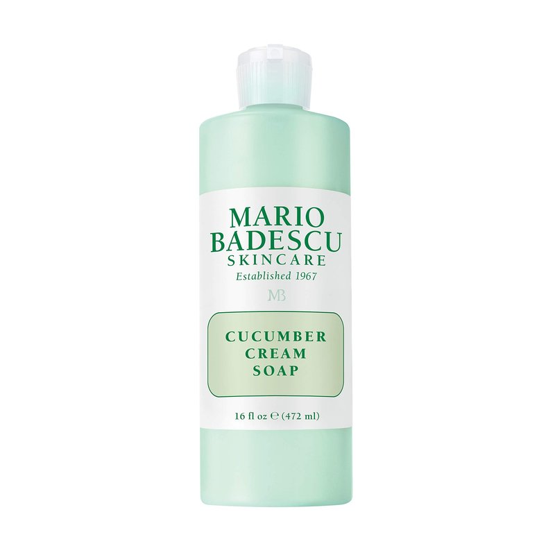 Mario Badescu Cucumber Cream Soap - Gentle Creamy Facial Cleanser Infused with Vitamins and Minerals - Removes Light Makeup, Oil and Impurities - Face Wash Ideal for Combination or Dry Skin, 16 Fl Oz.