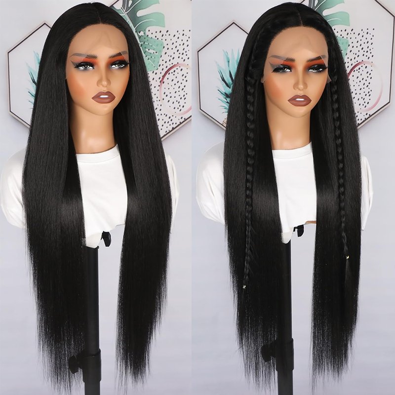 Lezaxiu Black Body Wave Lace Front Wigs Pre Plucked Ready to Wear Wigs Glueless Long Wavy Wig Heat Resistant Wear and Go Wig Synthetic Lace Front Wigs for Black Women