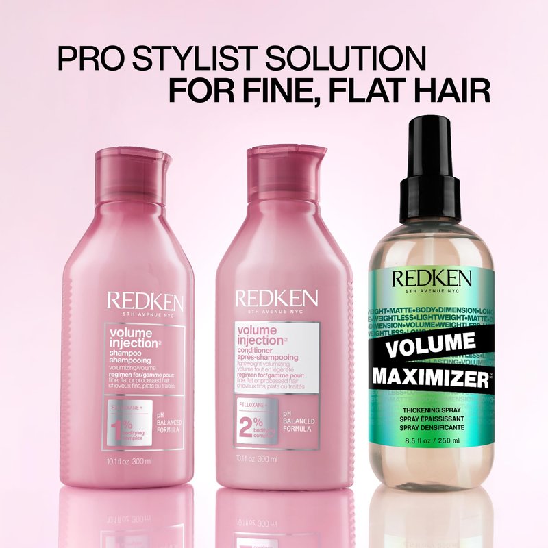 Redken Volume Injection Shampoo & Conditioner Set For Fine Hair - Adds Lift & Body, Volumizing & Detangling Without Weighing Down, Paraben-Free, 10.1 Fl Oz (Pack of 2)