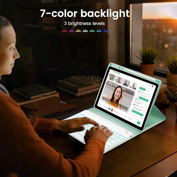 OPAKIT Keyboard Case for iPad Air 5th/4th Generation 10.9 Inch (2022/2020) Compatible with iPad Pro 11 Inch 1st–4th Generation, Detachable Wireless Keyboard with 7-Color Backlit and Pencil Holder