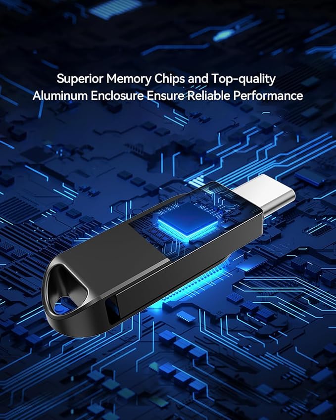 Orlian 128GB USB C Flash Drive Dual USB 3.0 Thumb Drive Type-C & USB-A 110MB/S Metal UDP Waterproof Swivel Design Memory Stick for Phone Android Tablet iPhone 15/16/17 Computer PC and More Black