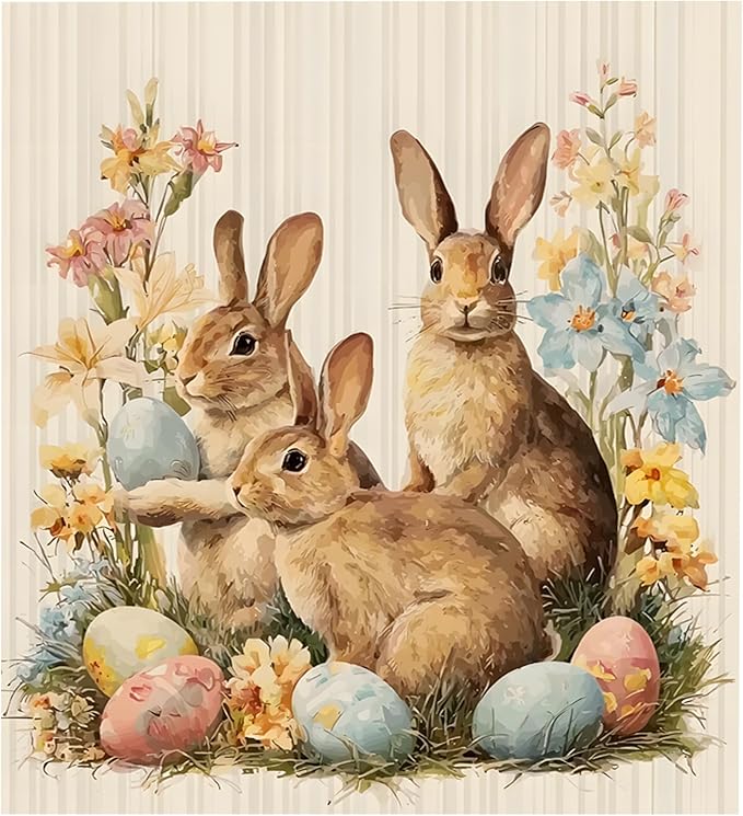 NYZE Easter Dishwasher Magnets Cover, Bunnies Dishwasher Magnetic Sticker Decorative, Reusable Dish Washer Cover for Dishwashers (Three Bunnies)
