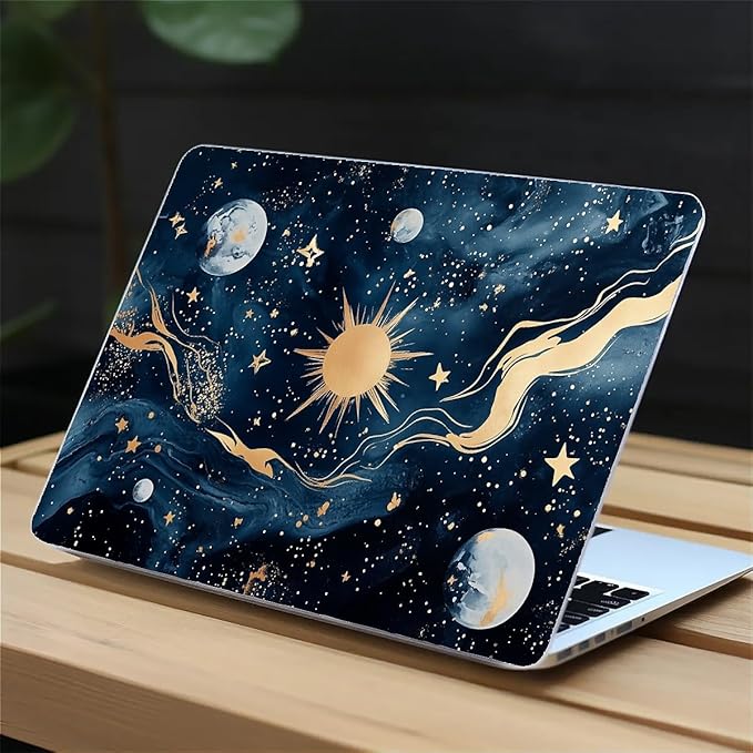 COTAIL Compatible with MacBook Air 13.3 13.6 Inch Case 2022 2021 2020 2019 Plastic Hard Shell Case Cover,13.6 Air (A2681) M2 2022, Moon and Sun