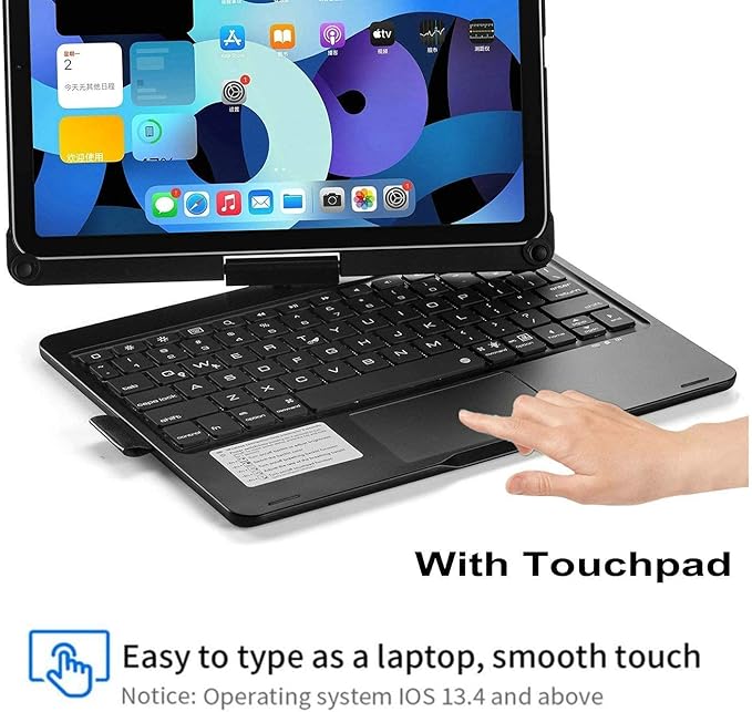 360° Rotatable Keyboard Case for iPad Air 13-inch (M4/M3/M2, 2026/2025/2024)/Pro 12.9 (6th/5th/4th/3rd Gen) with TouchPad, Flip Smart Case with Backlits Trackpad Keyboard, Rose Gold