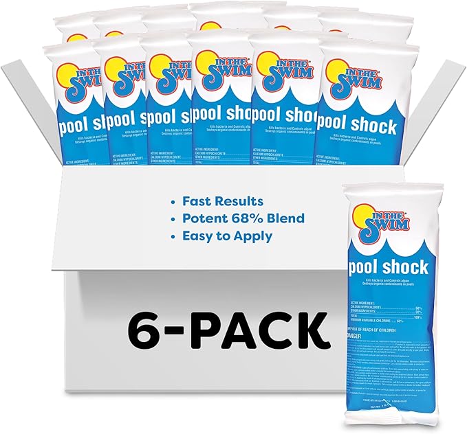 In The Swim Pool Shock – 68% Cal-Hypo Granular Sanitizer for Crystal Clear Water – Defends Against Bacteria, Algae, and Microorganisms - 6 X 1 Pound