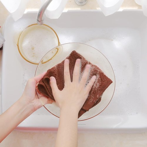 Homaxy 100% Cotton Dish Cloths - Ultra Soft, Absorbent & Quick Drying | 12x12 Inches, 6-Pack, Rust