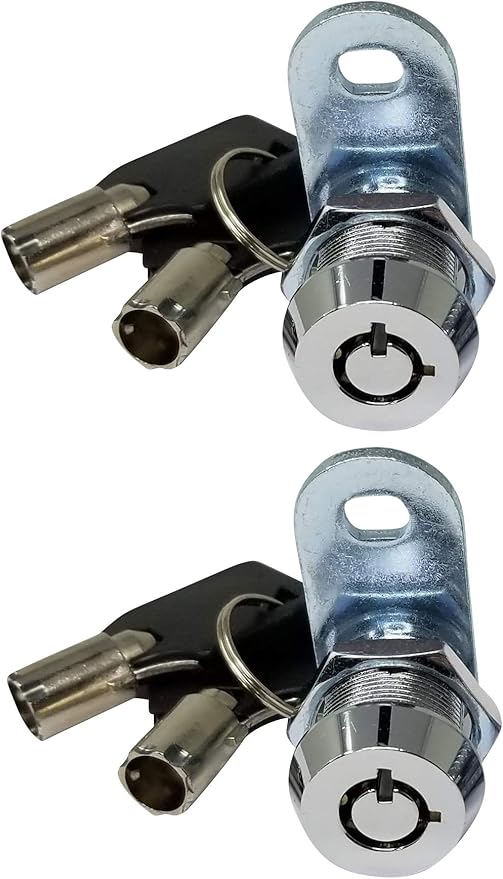 Admiral Locks Tubular Cam Lock, Keyed Alike Removable Key RV Compartment Storage Lock Cabinet Locks (Chrome Pack of 2, 5/8 Inch 90°)