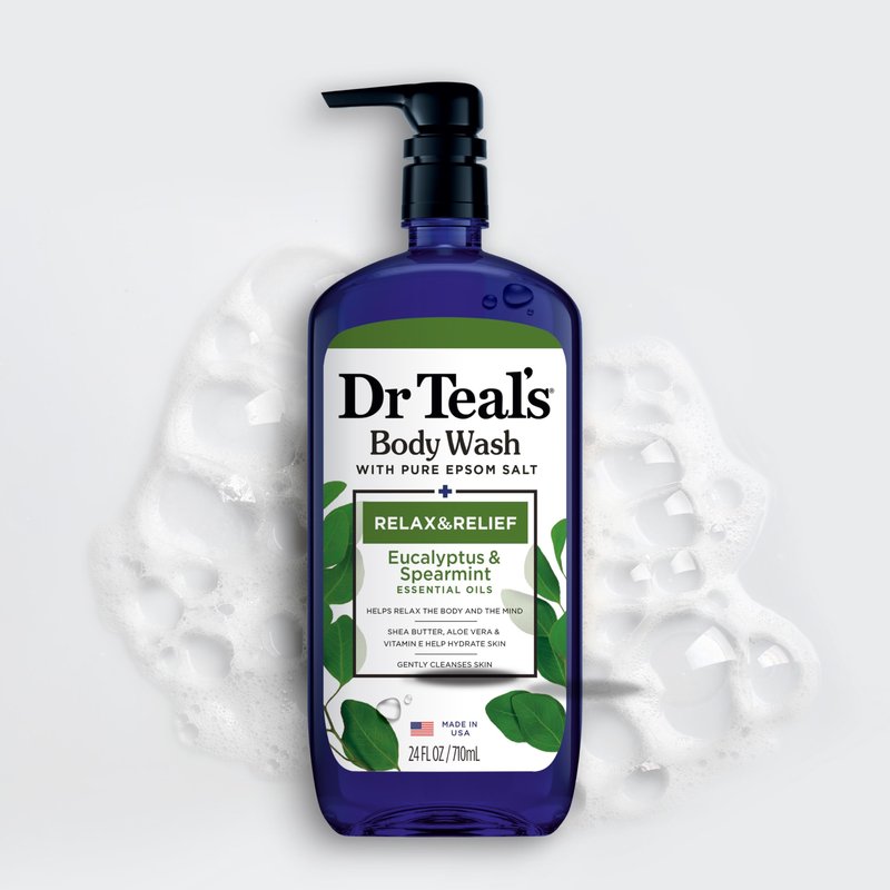 Dr Teal's Body Wash with Pure Epsom Salt, Relax & Relief with Eucalyptus & Spearmint, 24 fl oz (Pack of 4)