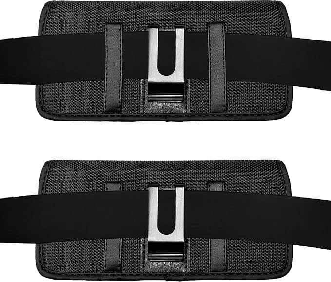 Eaglecell Nylon Cellphone Holster for Samsung Galaxy A32 A33 A53 A54, S22+, S23 FE, iPhone 11 Pro Max, XS Max, TCL ION X ION V - Horizontal Case Canvas Waist Carrying Pouch with Belt Clip/Loops, Black