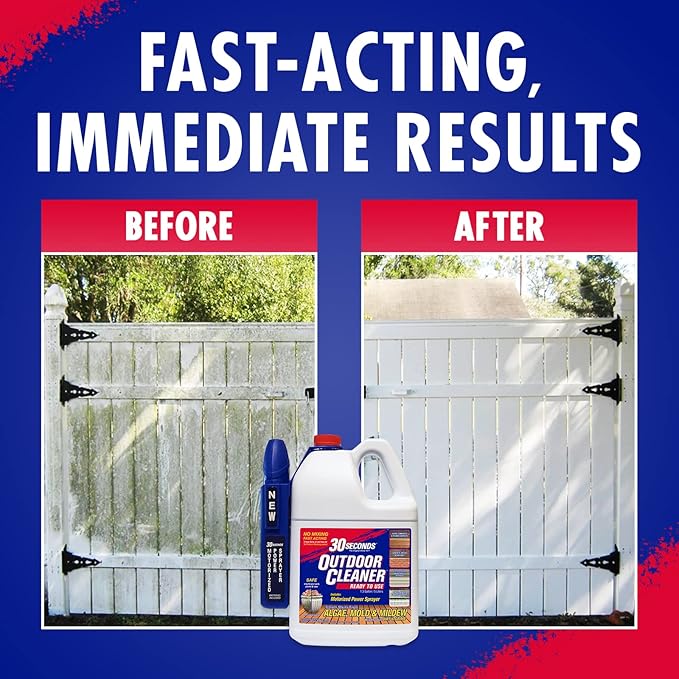 30 SECONDS Mold and Mildew Stain Remover | Ready to Use | Battery Powered Spray Wand | 1.3 Gallon