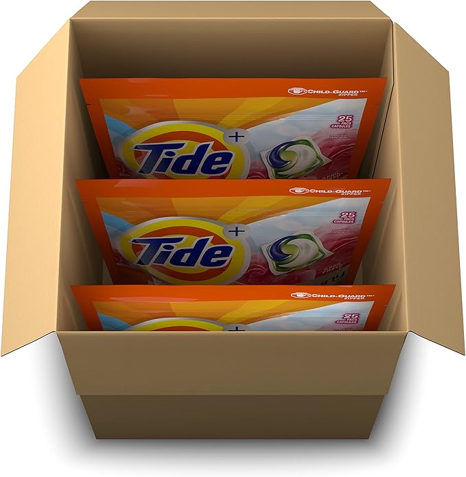 Tide PODS with Downy, Liquid Laundry Detergent Pacs, April Fresh, 3 Bag Value Pack, 75 count