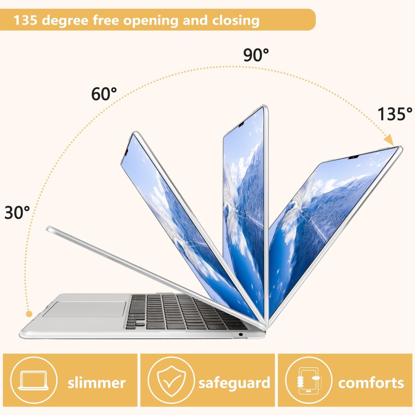 MecBevia Compatible with MacBook Air 13.6 inch Case, M4 A3240/M3 A3113/M2 A2681 (Released 2025 to 2022), Hard Shell, Keyboard Cover, Screen Protector, Webcam Cover & Type-C Adapter, Gold Lace Flower