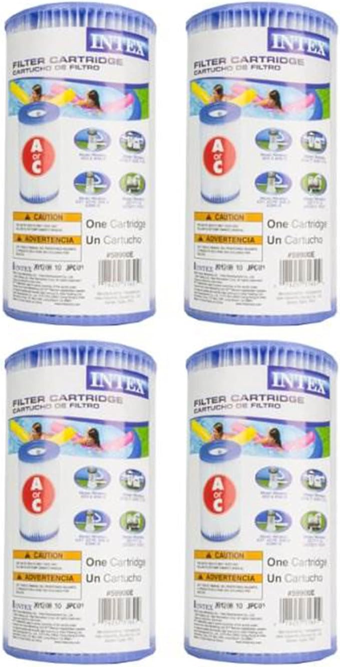 Intex 29000E 8" x 4.25" Type A Easy Set Above Ground Pool Replacement Filter Cartridge or Similar Brand Pool Pumps, (4 Pack)