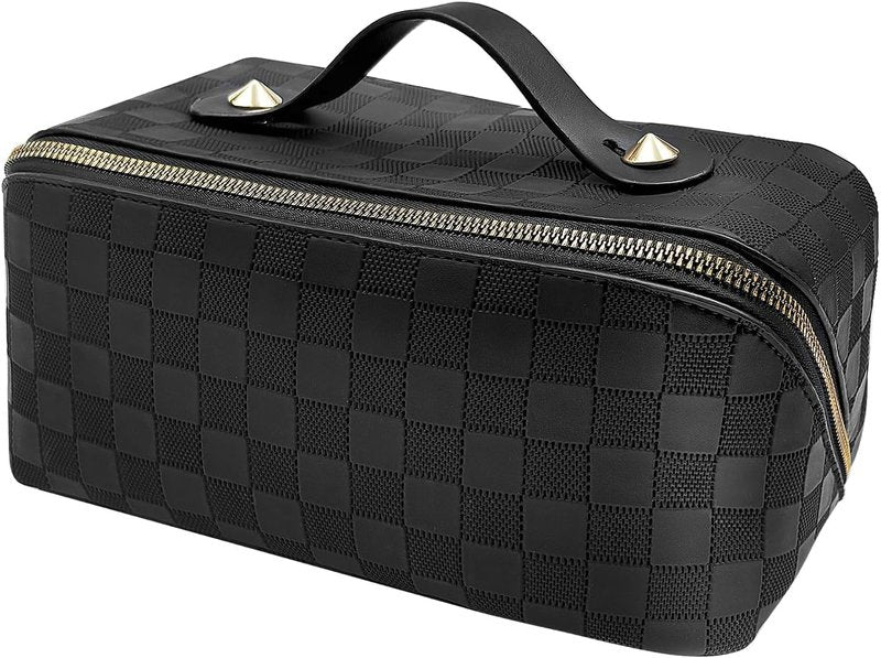 Travel Makeup Bag - Large Capacity Waterproof Organizer with Divider & Handle | Black