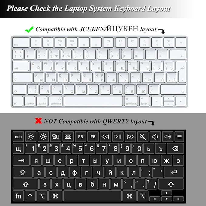 Russian Keyboard Cover Skin for 2026-2021 Apple MacBook Pro 14 A3426 A3427 A3434 A3112 A3401 A3185 A2992 A2918 A2442 A2779, MacBook Pro 16 A3428 A3429 A3403 A3186 A2991 M5-M1 Pro Max Protector-Black